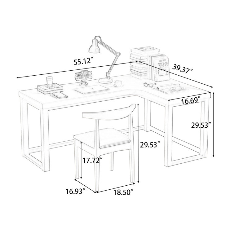 Corrigan Studio® Jonecia 2 Solid Wood LShaped Desk And Chair Set